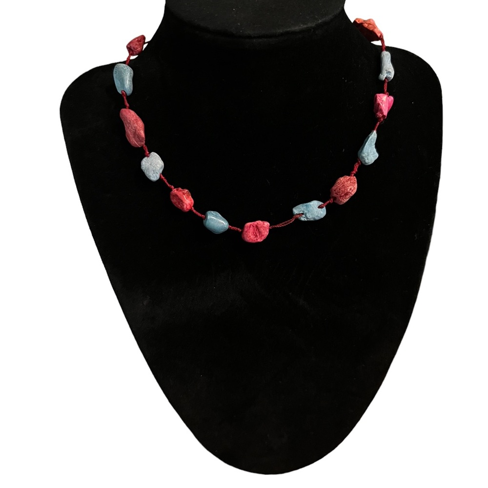 Aqua and Coral Stone Necklace
